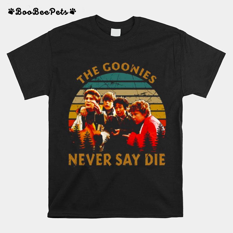 Vintage Retro Never Say Die The Goonies Four Faces T-Shirt