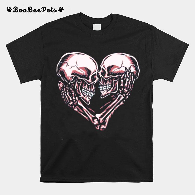 Vintage Retro Skull Couple Heart T-Shirt