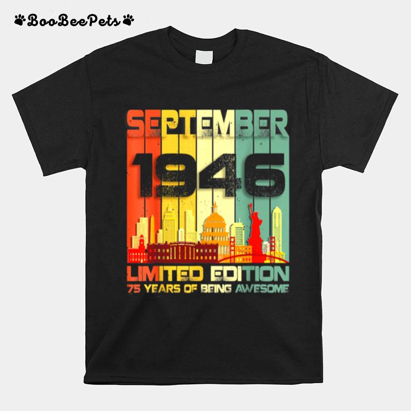 Vintage September 1946 75Th Birthday 75 Years Old T-Shirt
