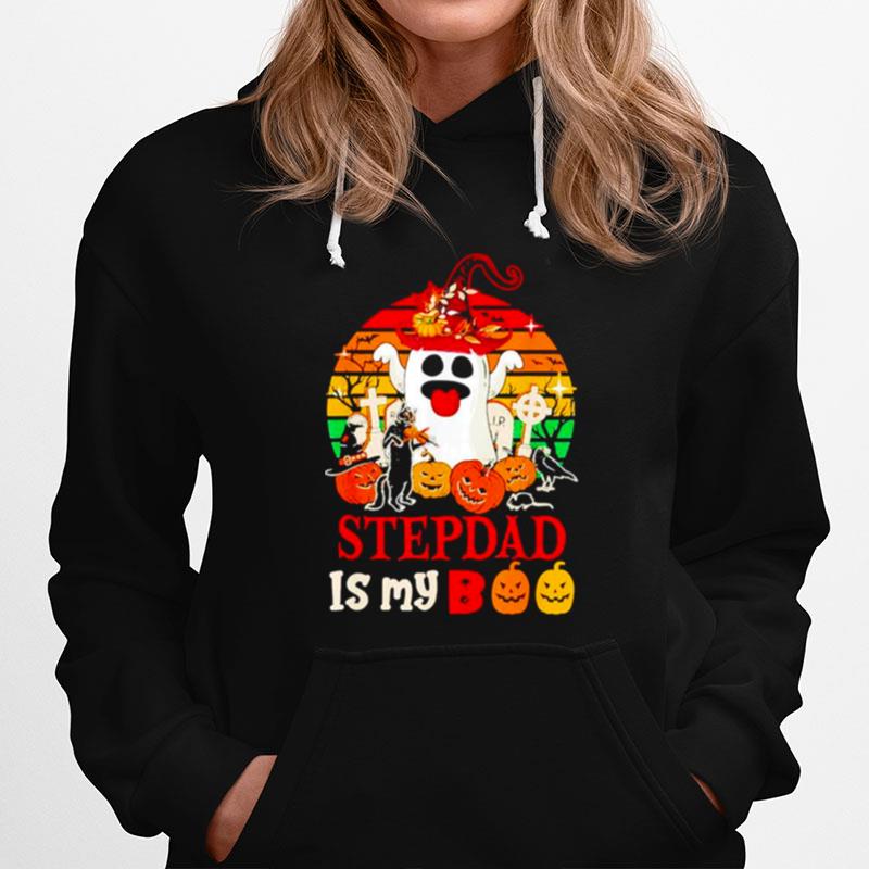 Vintage Stepdad Is My Boo Halloween Scary Pumpkins Boo Ghost Hoodie