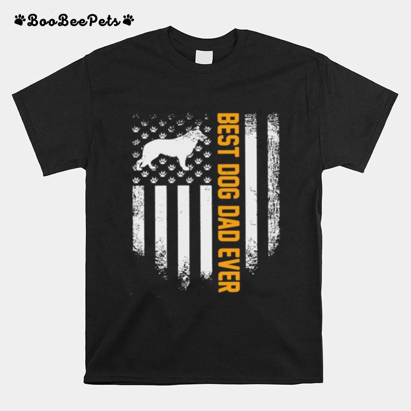 Vintage Usa Best German Shepherd Dog Dad Ever American Flag T-Shirt