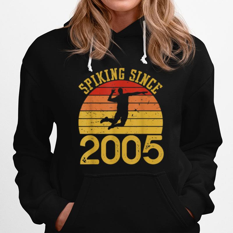 Vintage Volleyball 15Th Birthday Spiking Since 2005 Hoodie