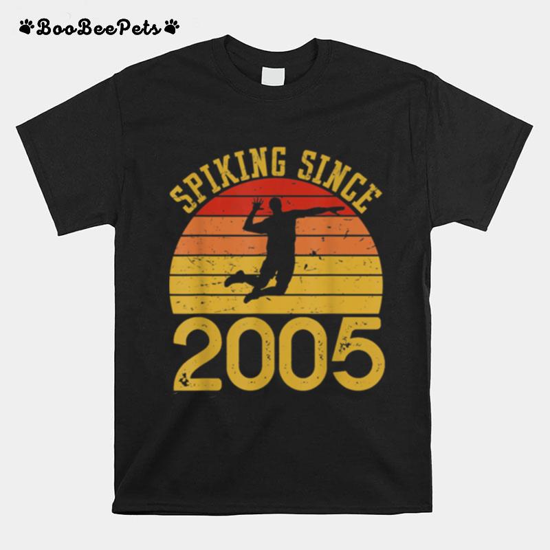 Vintage Volleyball 15Th Birthday Spiking Since 2005 T-Shirt