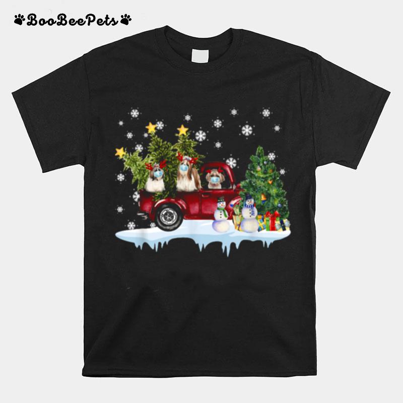 Vintage Wagon Christmas Shih Tzu Tree On Car Xmas T-Shirt