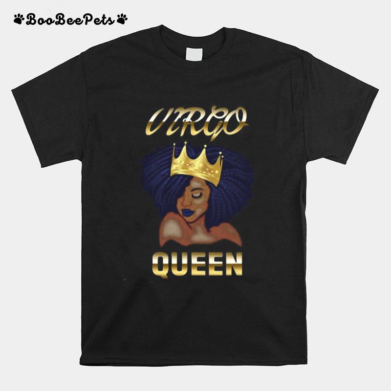 Virgo Queen Born In August September Black Queen Birthday T-Shirt