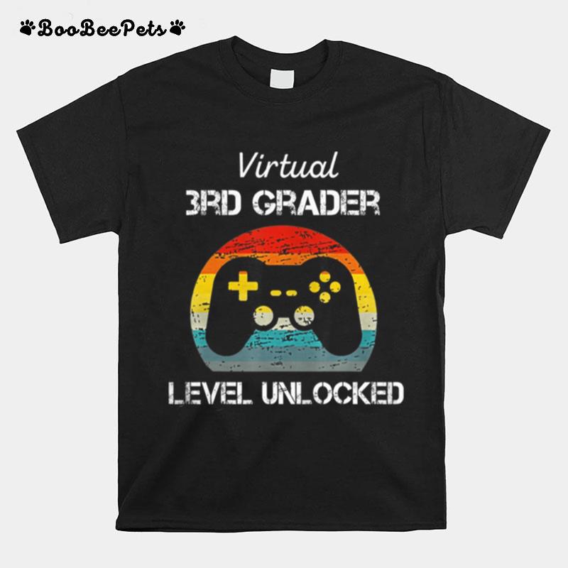 Virtual 3Rd Grader Level Unlocked Back To School Video Gamer T-Shirt