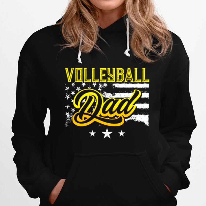 Volleyball Dad American Flag Hoodie