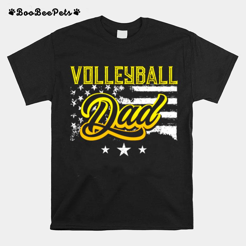 Volleyball Dad American Flag T-Shirt