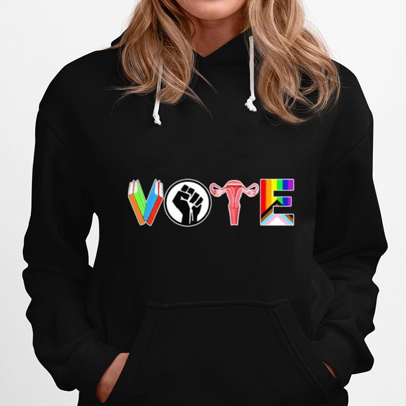 Vote Books Fist Ovaries Lgtbq Hoodie