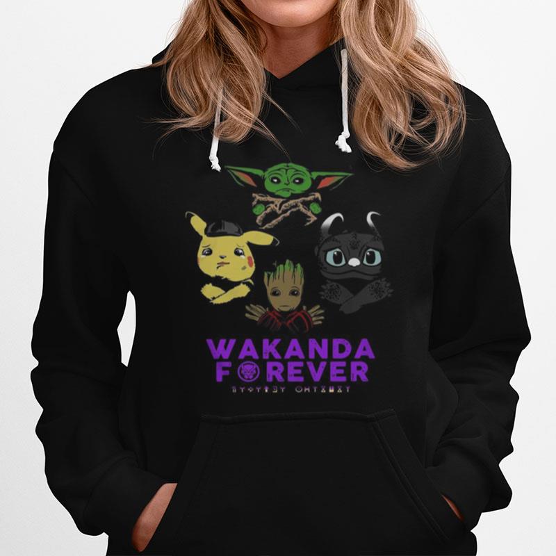 Wakanda Forever Baby Yoda Baby Pokemon Baby Groot And Baby Toothless Hoodie