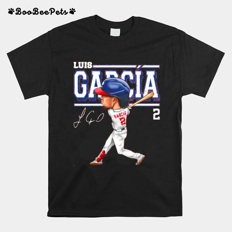 Washington Baseball 2 Luis Garcia Cartoon Signature T-Shirt