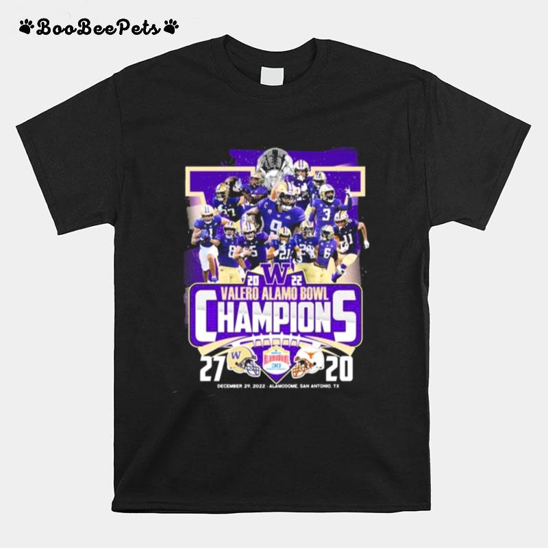 Washington Huskies Team 2022 Valero Alamo Bowl Champions T-Shirt