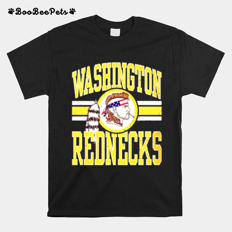 Washington Rednecks Football Caucasian Smoking Wearing American Flag Headband Feathers Stripes T-Shirt