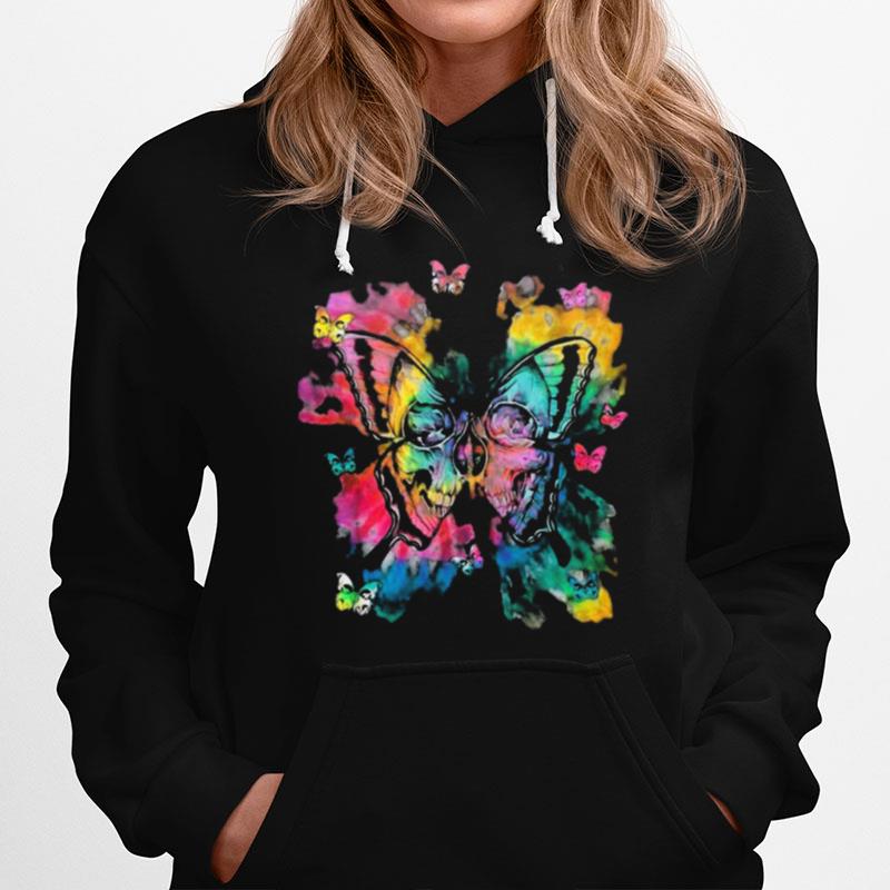 Watercolor Skull Butterfly Smoke Halloween Costume Hoodie