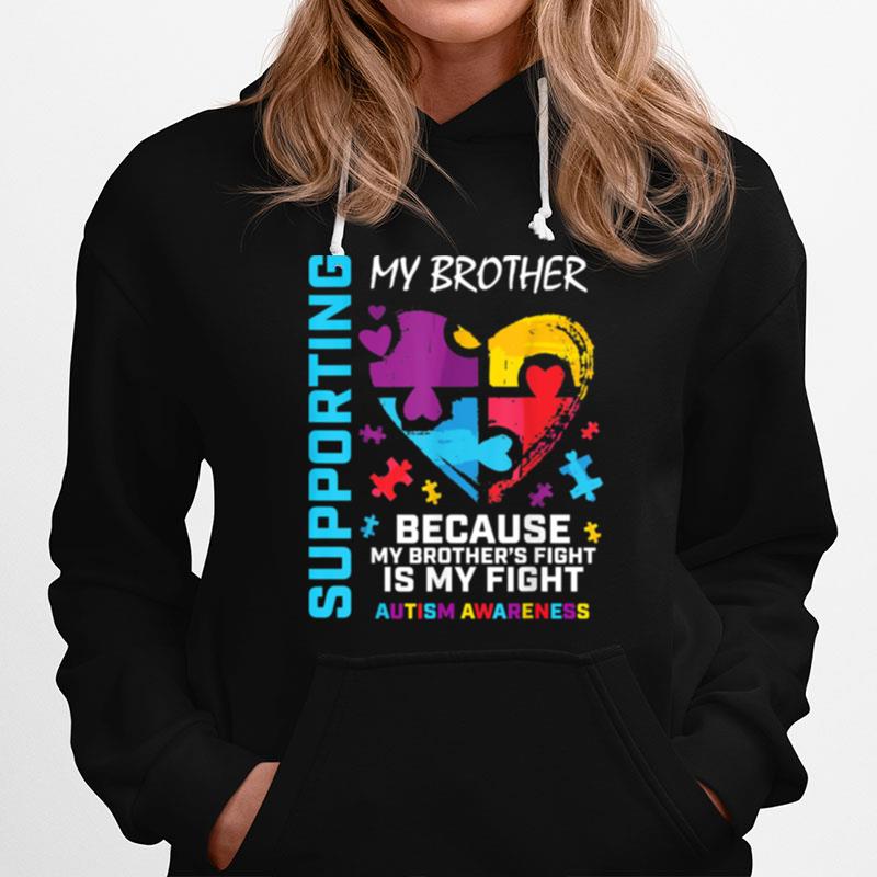 We Wear Blue Heart Puzzle Support Brother Autism Awareness Hoodie