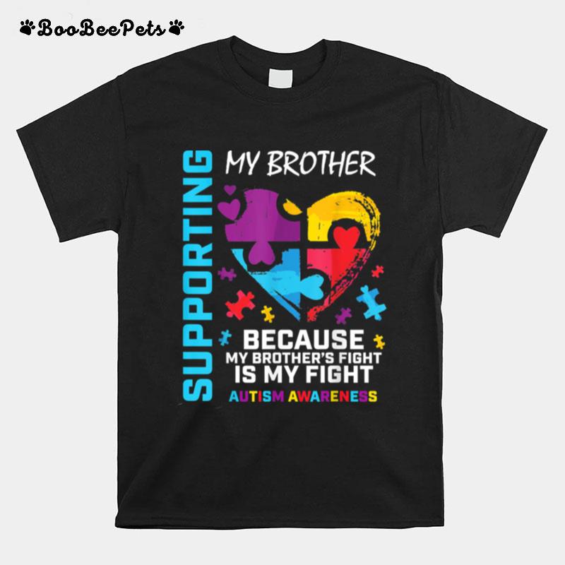 We Wear Blue Heart Puzzle Support Brother Autism Awareness T-Shirt