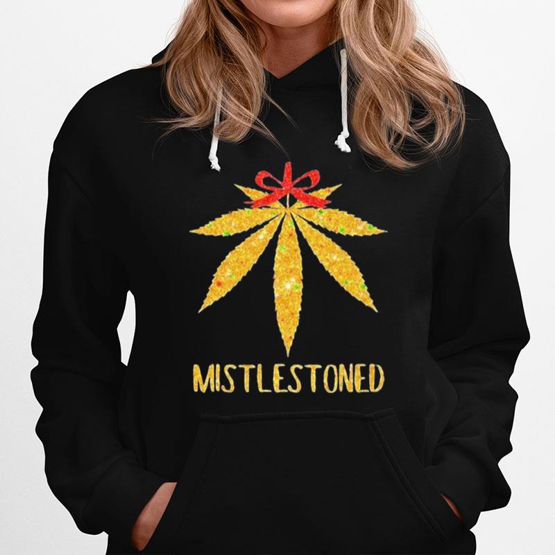 Weed Leaf Christmas Tree Mistlestoned Hoodie