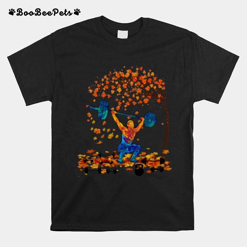 Weightlifting Maple Leaves Tree T-Shirt