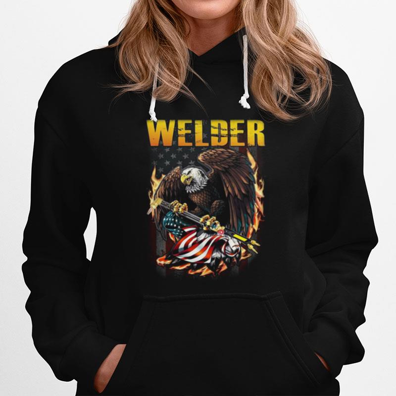 Welder Eagle American Flag Hoodie