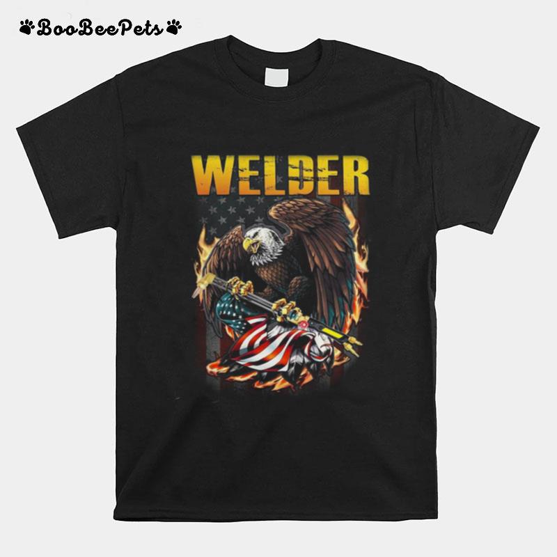 Welder Eagle American Flag T-Shirt