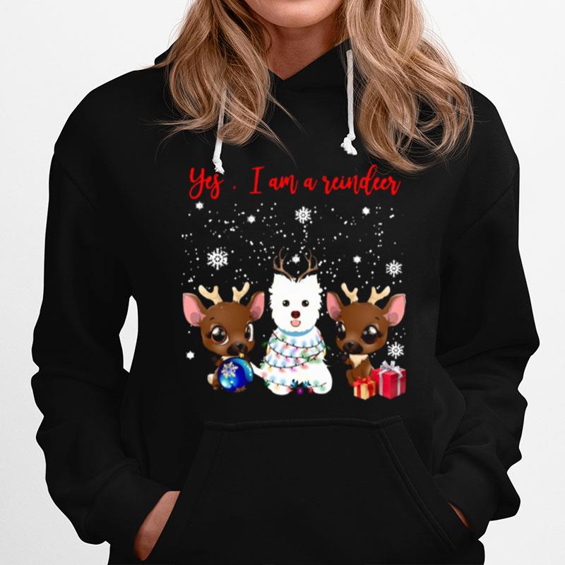 West Highland White Terrier Yes Im A Reindeer Crewneck Hoodie