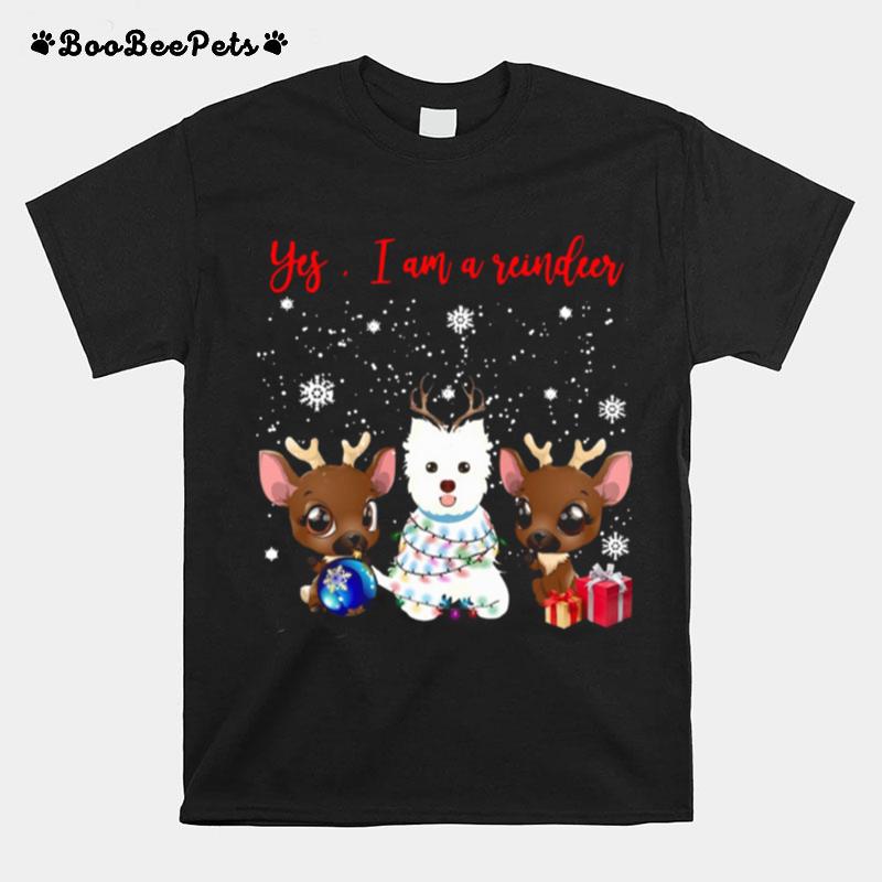 West Highland White Terrier Yes Im A Reindeer Crewneck T-Shirt