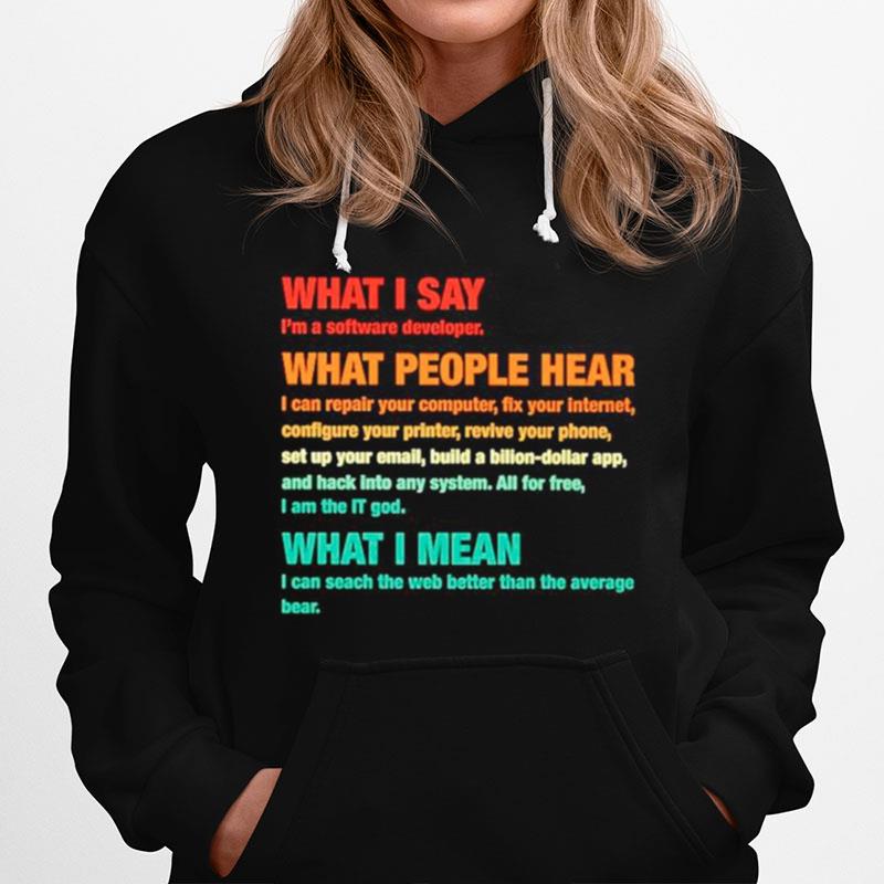 What I Say Im A Software Developer What People Hear Hoodie