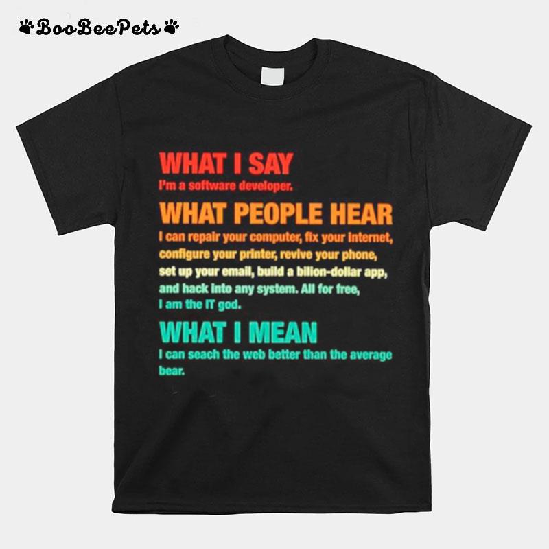 What I Say Im A Software Developer What People Hear T-Shirt