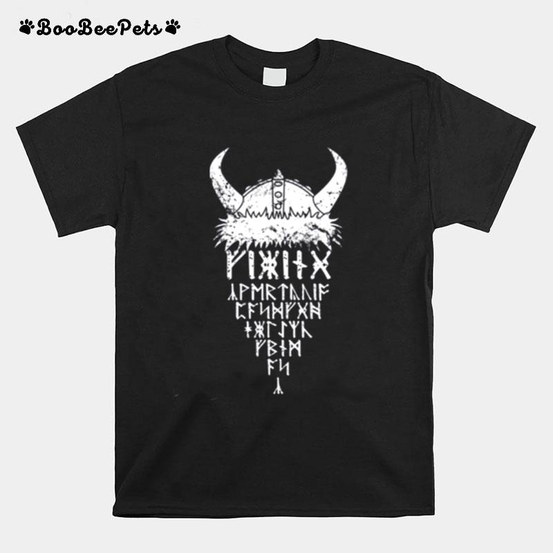 White Art Viking Warrior Hat Viking Valhalla T-Shirt