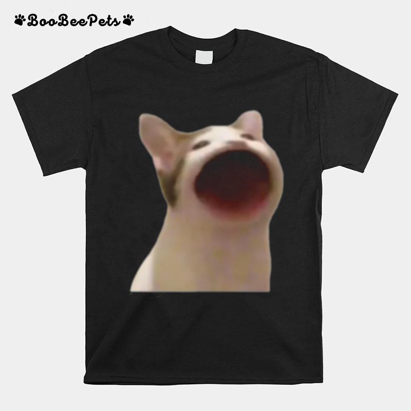 Wide Mouth Cat Meme Popping Cat Meme Singing Cat Meme T-Shirt