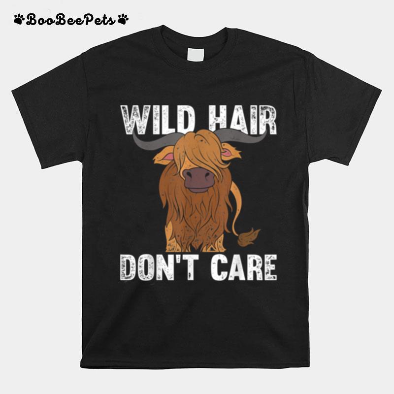 Wilde Haare Sind Mir Egal Lustiges Schottisches Hochlandrind T-Shirt