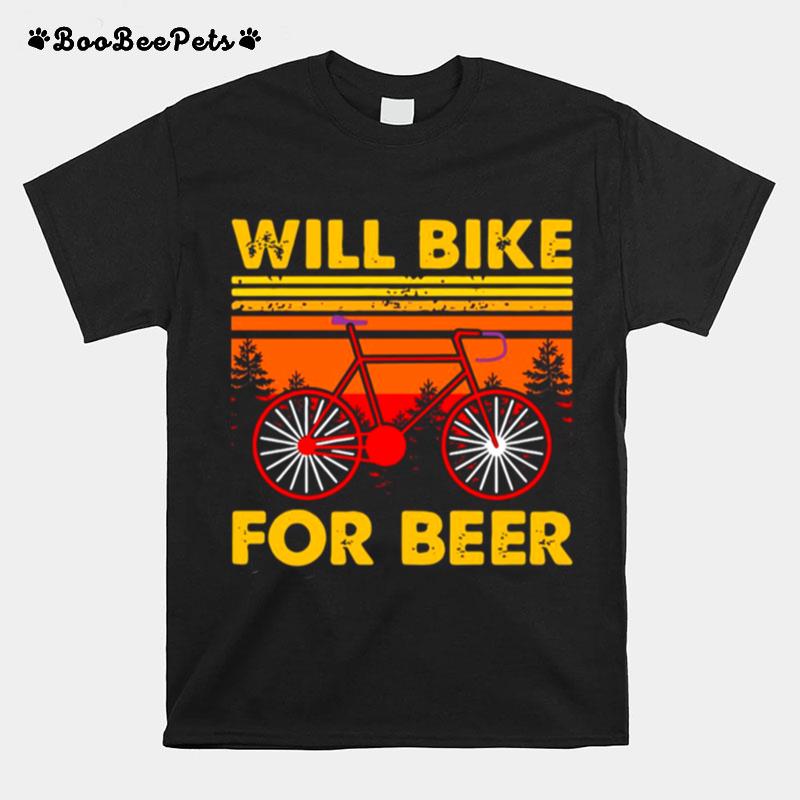 Will Bike For Beer Vintage Retro T-Shirt