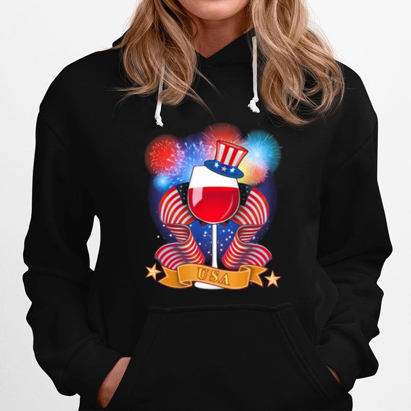 Wine American Flag Firework Usa Fireworld Hoodie