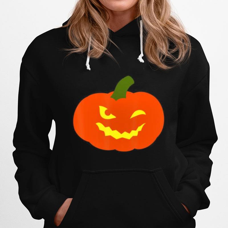Winking Eye Pumpkin Face Halloween Costume Hoodie