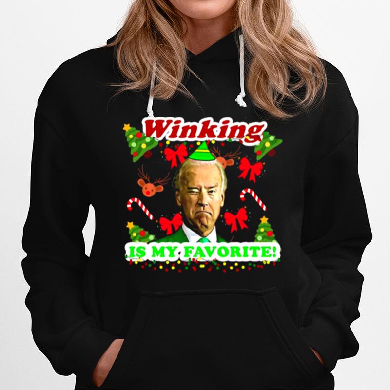 Winking Is My Favorite Joe Biden Ugly Christmas Hoodie