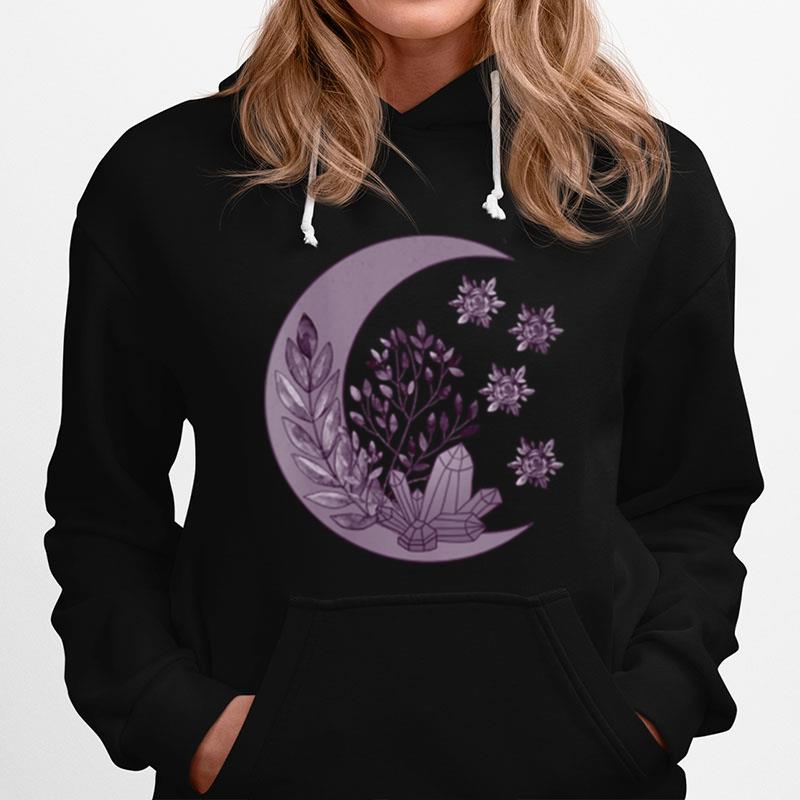 Witchcore Crescent Moon Crystal Flowers Dark Goth Witch Hoodie