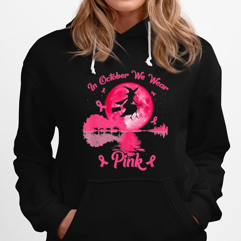 Witches In October We Wear Pink Autumn Fall Breast Cancer Essential Hoodie