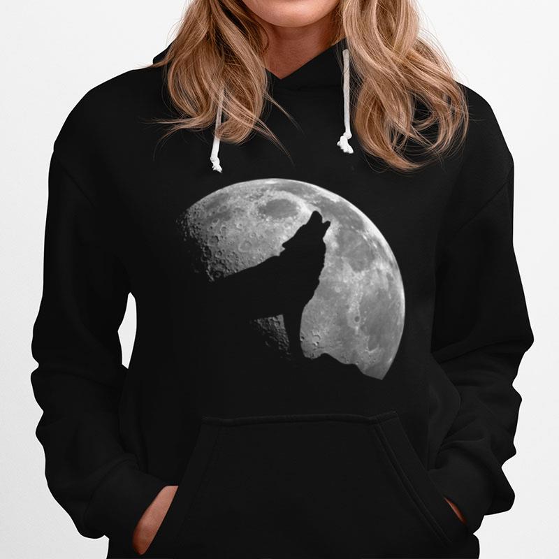 Wolf And Full Moon Silhouette Howling Hoodie