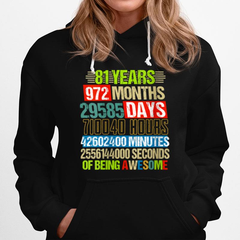 Womens 81St Birthday Countdown 81 Yrs Old Being Awesome Hoodie