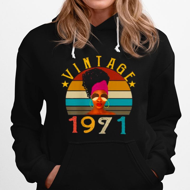 Womens Vintage 1971 Retro Sunset African American Latin Woman Hoodie