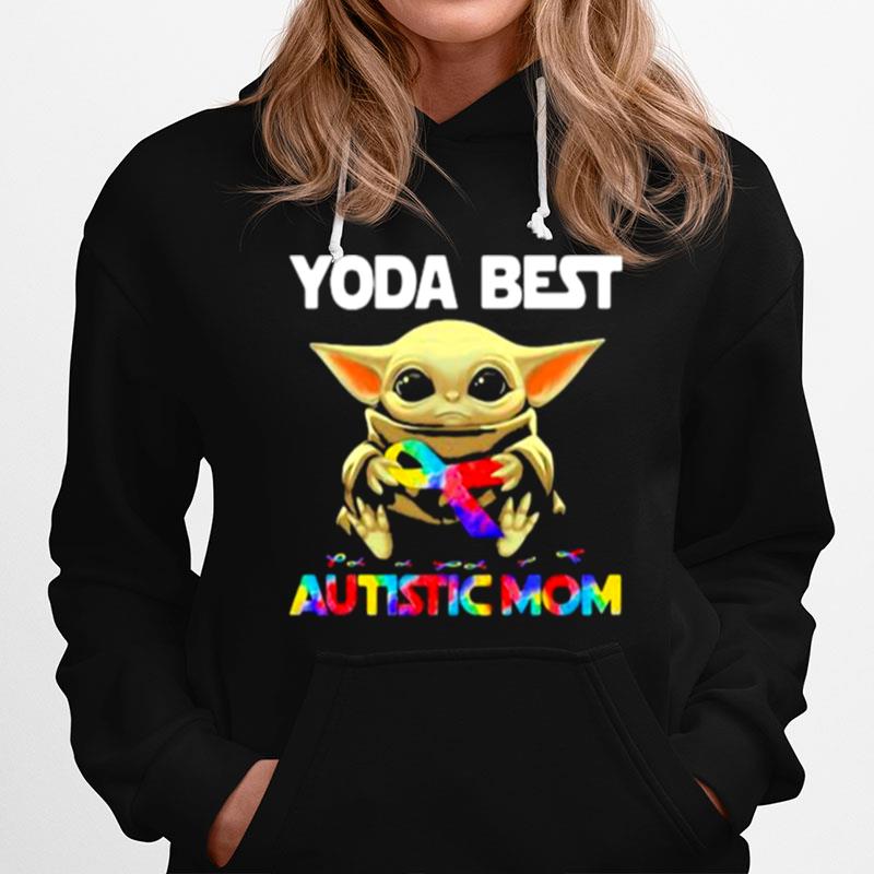 Yoda Best Autistic Mom Ribbon Hoodie