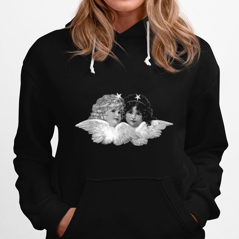 Young Vintage Cherubic Angels Snuggled Up Close Together Hoodie