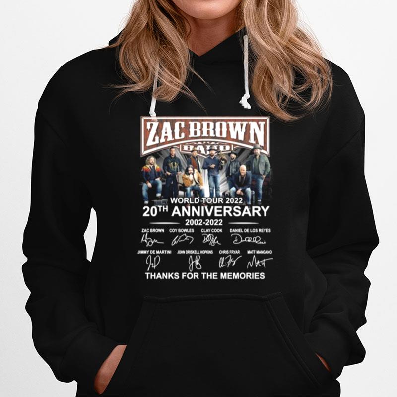 Zac Brown Band World Tour 2022 20Th Anniversary Thank You For The Memories Signatures Hoodie